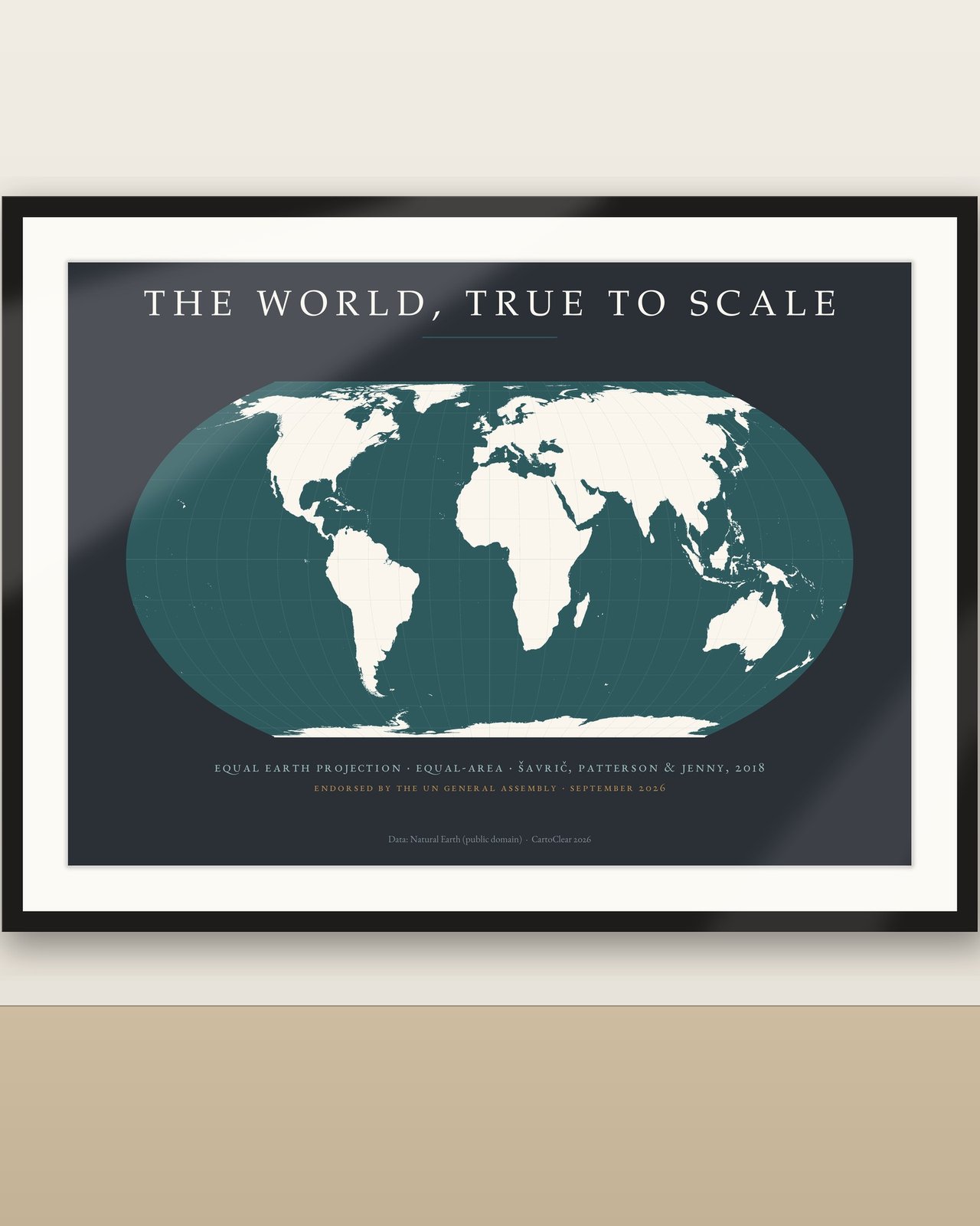 Equal Earth Weltkarte Poster, die neue UN-Weltkarte 2026