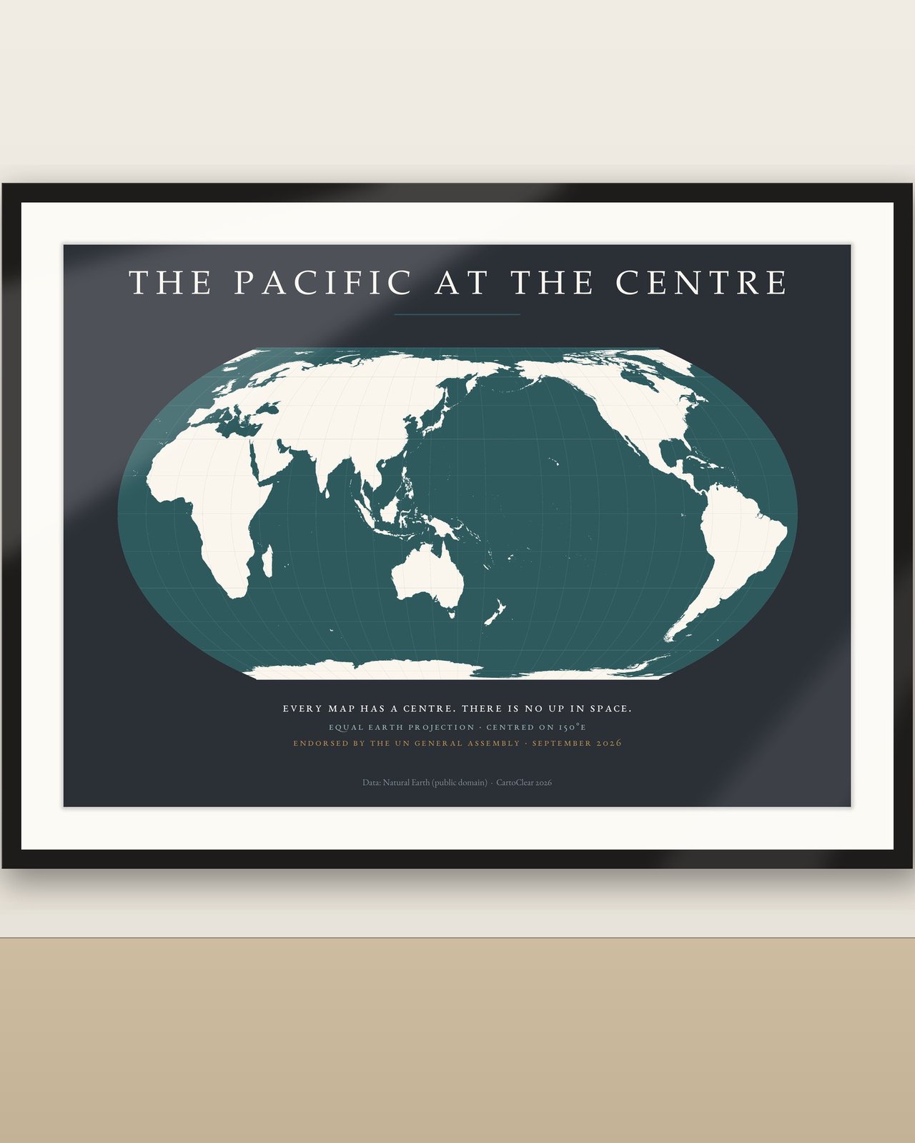 Pazifik-zentrierte Weltkarte, Equal Earth Poster, neue UN-Weltkarte 2026