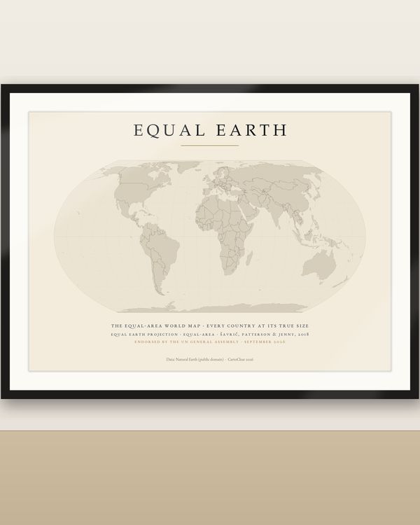 Equal Earth Weltkarte mit Ländergrenzen, neue UN-Weltkarte 2026