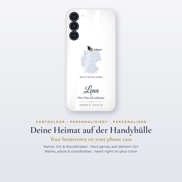 Handyhülle mit Karte & Herz – personalisiert (iPhone & Samsung)