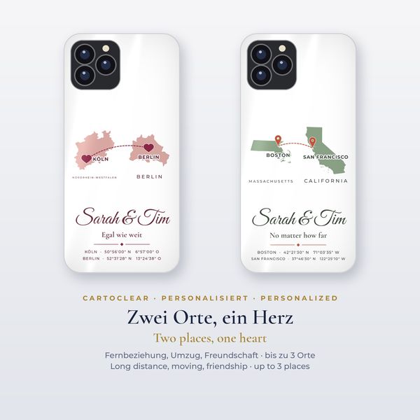 Handyhülle mit Karte & Herz – personalisiert (iPhone & Samsung)