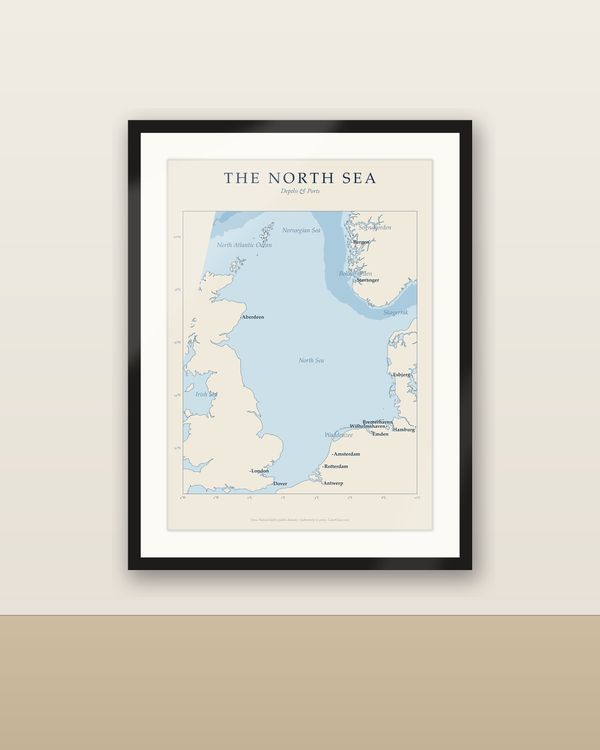 Nordsee und Ostsee Karten-Set, 2 Küsten-Wandbilder, maritime Deko, 5 Sprachen, 9 Größen