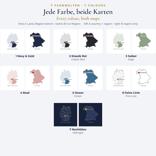Postkarten mit Karte & Herz – personalisiert, 10er-Pack