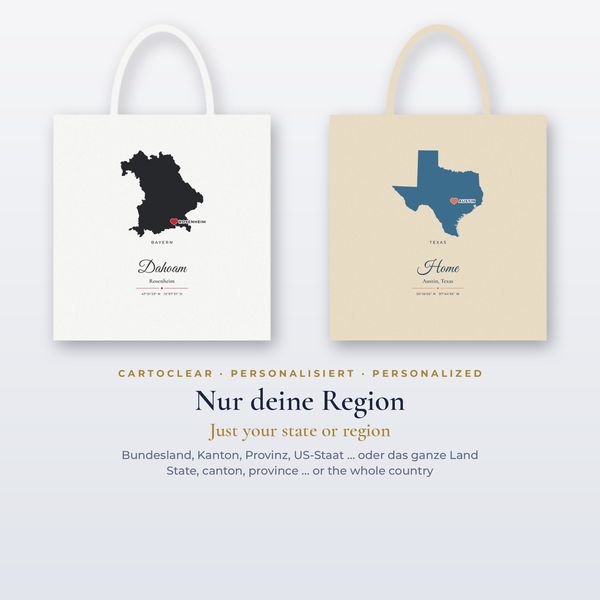 Stofftasche mit Karte & Herz – personalisiert