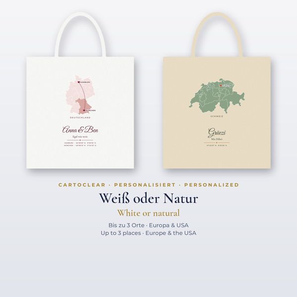 Stofftasche mit Karte & Herz – personalisiert
