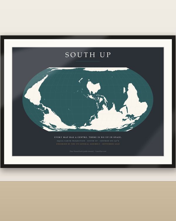 Süden-oben Weltkarte, Equal Earth Poster auf dem Kopf, neue UN-Weltkarte 2026