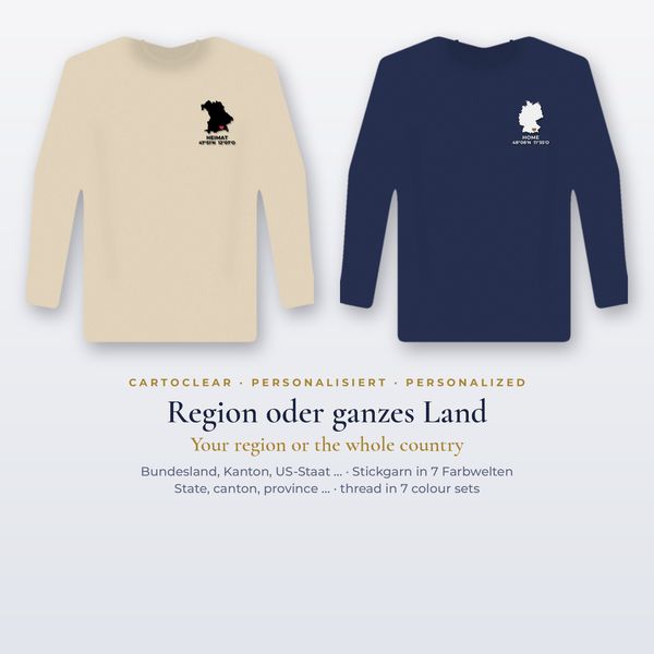 Sweatshirt bestickt mit Karte & Herz – personalisiert