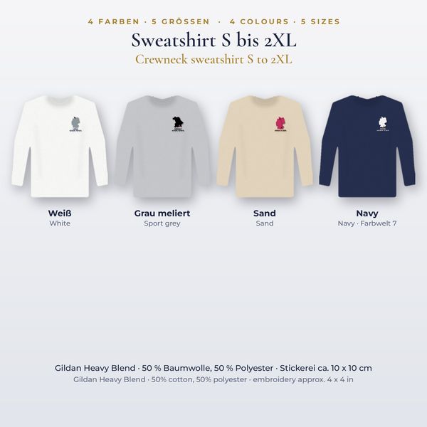 Sweatshirt bestickt mit Karte & Herz – personalisiert