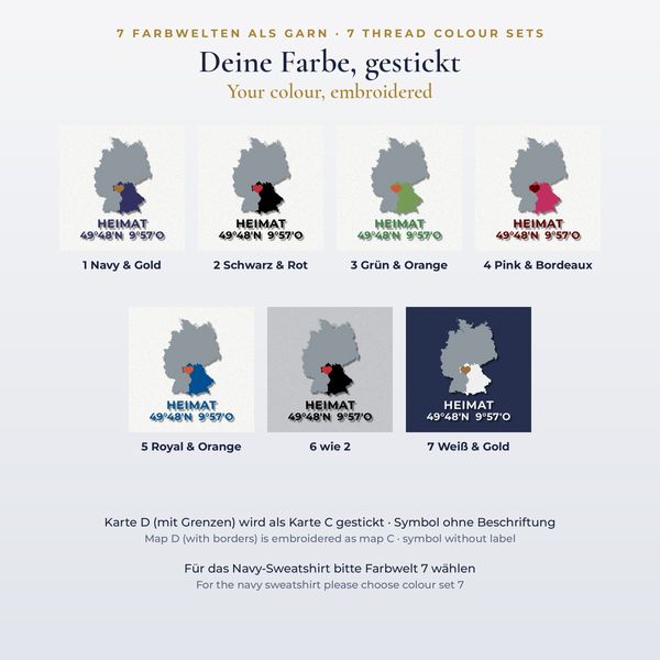 Sweatshirt bestickt mit Karte & Herz – personalisiert