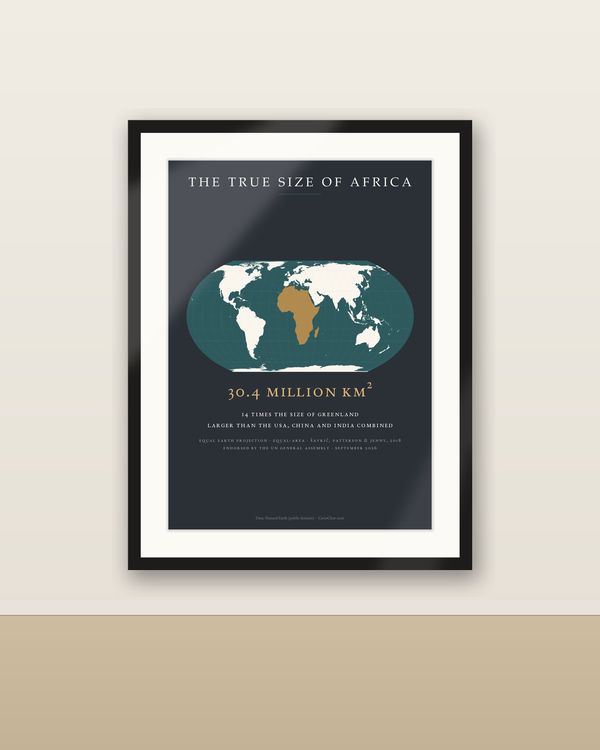The True Size of Africa Poster, Equal Earth Weltkarte, UN-Weltkarte 2026, Afrika Wandbild
