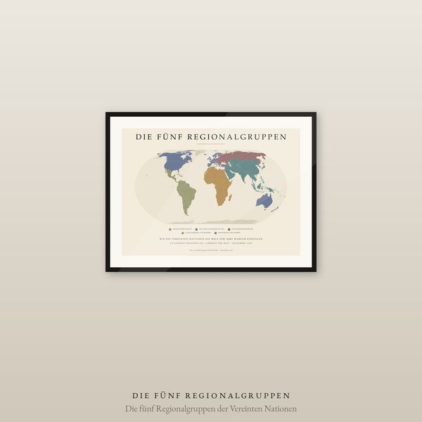 UN Regionalgruppen Weltkarte, die fünf Gruppen der Vereinten Nationen, helle Ausgabe